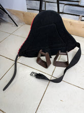 Load image into Gallery viewer, Tiny Fleece Shetland/Pony Pad Saddle -Complete with Girth &amp; Stirrups- Red Print