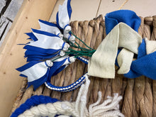 Load image into Gallery viewer, S/H Heavy Horse/Shire Ribbons, Flights &amp; Decoration - Blue/White