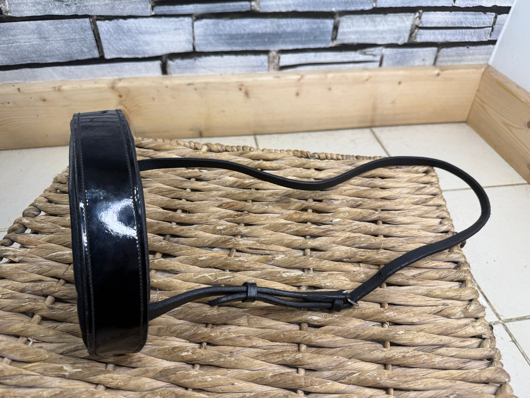 S/H Patent Padded Cavesson Noseband - Black - Cob