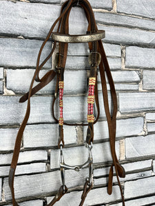 S/H Complete Beaded Decorative Western Headstall/Bridle - Brown - Full