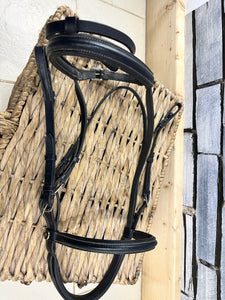 S/H Black Horse Flash Snaffle Bridle - Black - Flash