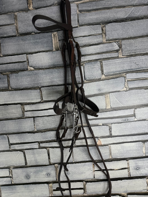 S/H English Complete Pelham Hunting Bridle - Brown - Full