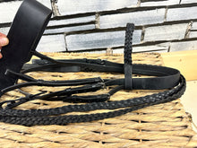 Load image into Gallery viewer, S/H Extra Wide 2” Noseband, Plaited Brow &amp; Reins Bridle-Cob