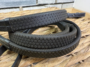 S/H Jeffries Wembley English Rubber Reins - Black - Cob