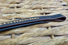 Load image into Gallery viewer, Padded Amber Crystal Wave Browband on Brown Leather