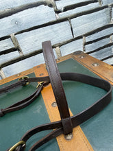 Load image into Gallery viewer, English In-hand Show Bridle - Full - Brown/Brass - 5” Inhand Bit