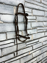 Load image into Gallery viewer, S/H Superior Web Cavesson Snaffle Bridle - Brown - Pony