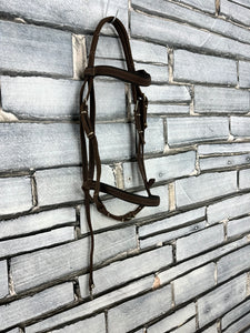 S/H Superior Web Cavesson Snaffle Bridle - Brown - Pony