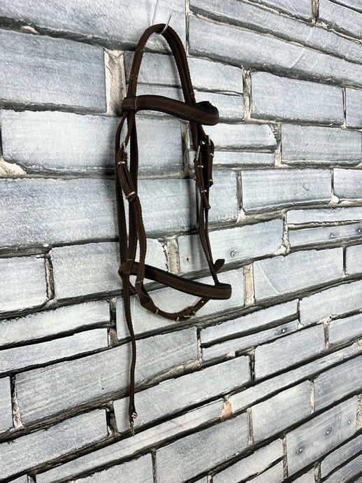 S/H Superior Web Cavesson Snaffle Bridle - Brown - Pony