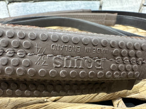 S/H Dever English Wide 3/4” Rubber Hunting Reins - Brown - Cob