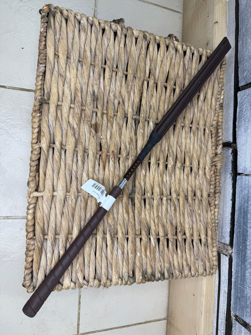 26”/66cm English Made Short BS Legal Jumping Whip/Cushioned Bat - Brown/Black
