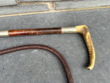 Load image into Gallery viewer, Gents Vintage Hunt Whip - Double Collars - Plaited Leather Thong