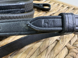 S/H Jeffries Wembley English Rubber Reins - Black - Cob