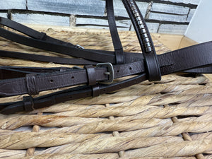 S/H Clinchered Flash Snaffle Bridle - Brown - Full