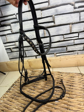 Load image into Gallery viewer, S/H Raised Flash Snaffle Bridle - Black -Wave Bling Brow- Full