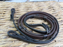 Load image into Gallery viewer, S/H Soft Rubber Grip Reins with Stoppers - Brown - Cob