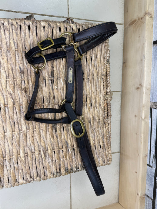 S/H Brown & Brass Padded Leather Headcollar - Full