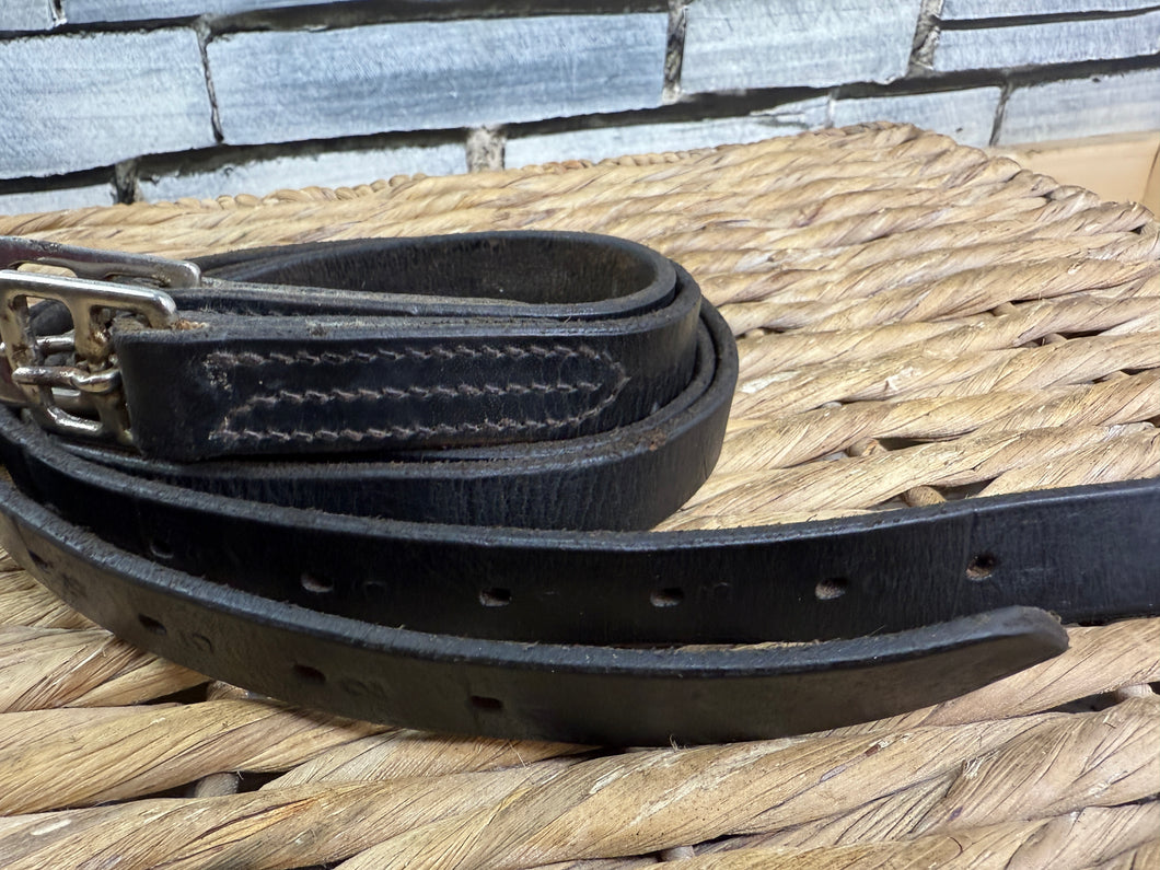 S/H 44” English Heavy Duty Teen Stirrup Leathers - Black