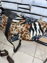 Load image into Gallery viewer, Tiny Fleece Shetland/Pony Pad Saddle -Complete with Girth &amp; Stirrups- Jungle/Animal Print