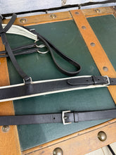 Load image into Gallery viewer, Racing Style Breastplate &amp; Martingale - Cob - Black/White Leather - Padded
