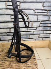 Load image into Gallery viewer, S/H Crystal Wave Brow Padded Bridle - Black - Full