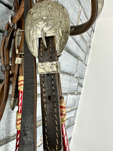 S/H Complete Beaded Decorative Western Headstall/Bridle - Brown - Full