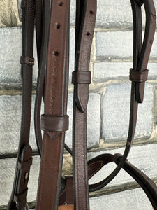 S/H English Traditional Complete Snaffle Bridle - Brown - Full