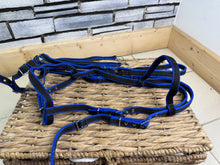 Load image into Gallery viewer, S/H Libbys Soft Web Flash Bridle &amp; Martingale - Blue/Black - Cob