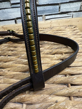 Load image into Gallery viewer, S/H In-hand Clinchered Show Bridle- Pony - Brown/Brass