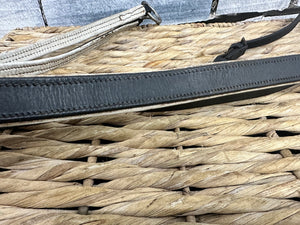 S/H Padded Leather Running Martingale - Black/White - Full