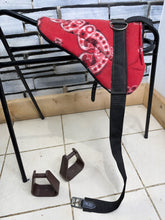 Load image into Gallery viewer, Tiny Fleece Shetland/Pony Pad Saddle -Complete with Girth &amp; Stirrups- Red Print