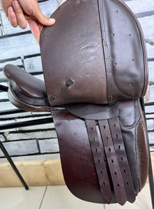 15” XW English Hoop Tree WH Pony  Show Saddle - Brown
