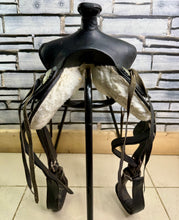 Load image into Gallery viewer, 12 1/2” SQHB Shetland Leather Western Saddle - Black - Pony Size