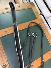 Load image into Gallery viewer, Racing Style Breastplate &amp; Martingale - Cob - Black/White Leather - Padded