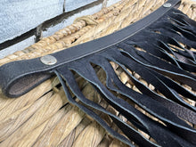 Load image into Gallery viewer, Spanish Leather Fly Fringe - Popper Attachment - Black/Brown