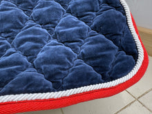 Load image into Gallery viewer, S/H 2 x Matching Velvet Saddlepads -Red/White/Blue- Full
