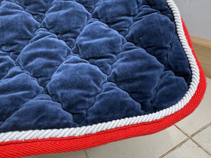 S/H 2 x Matching Velvet Saddlepads -Red/White/Blue- Full