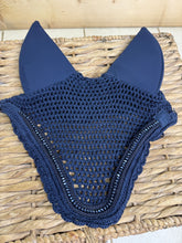 Load image into Gallery viewer, S/H Lemieux Acoustic Diamonte Fly Hood/Ears - Navy - L