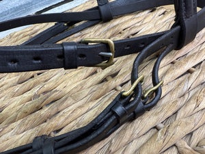S/H English Sabre Flash Bridle - Brown/Brass - Full