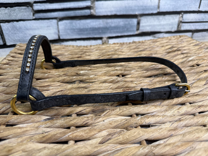 Mini to Arab In Hand Leather Show Halter/Bridle - Diamonte & Brass
