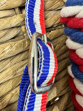 Load image into Gallery viewer, Adjustable Headcollar &amp; Lead Rope Set - Shetland up to Full Size - Red/White/Blue