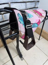 Load image into Gallery viewer, Tiny Fleece Shetland/Pony Pad Saddle -Complete with Girth &amp; Stirrups- Pink Cowgirl