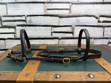Load image into Gallery viewer, In-hand Show Bridle/Filly Slip/Halter  -Cob/Full Youngstock- Brown/Brass - English Leather