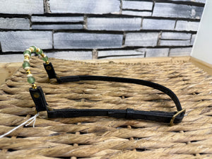 Miniture/Arab In Hand Rolled Leather Show Halter/Bridle- Green Sea Beads