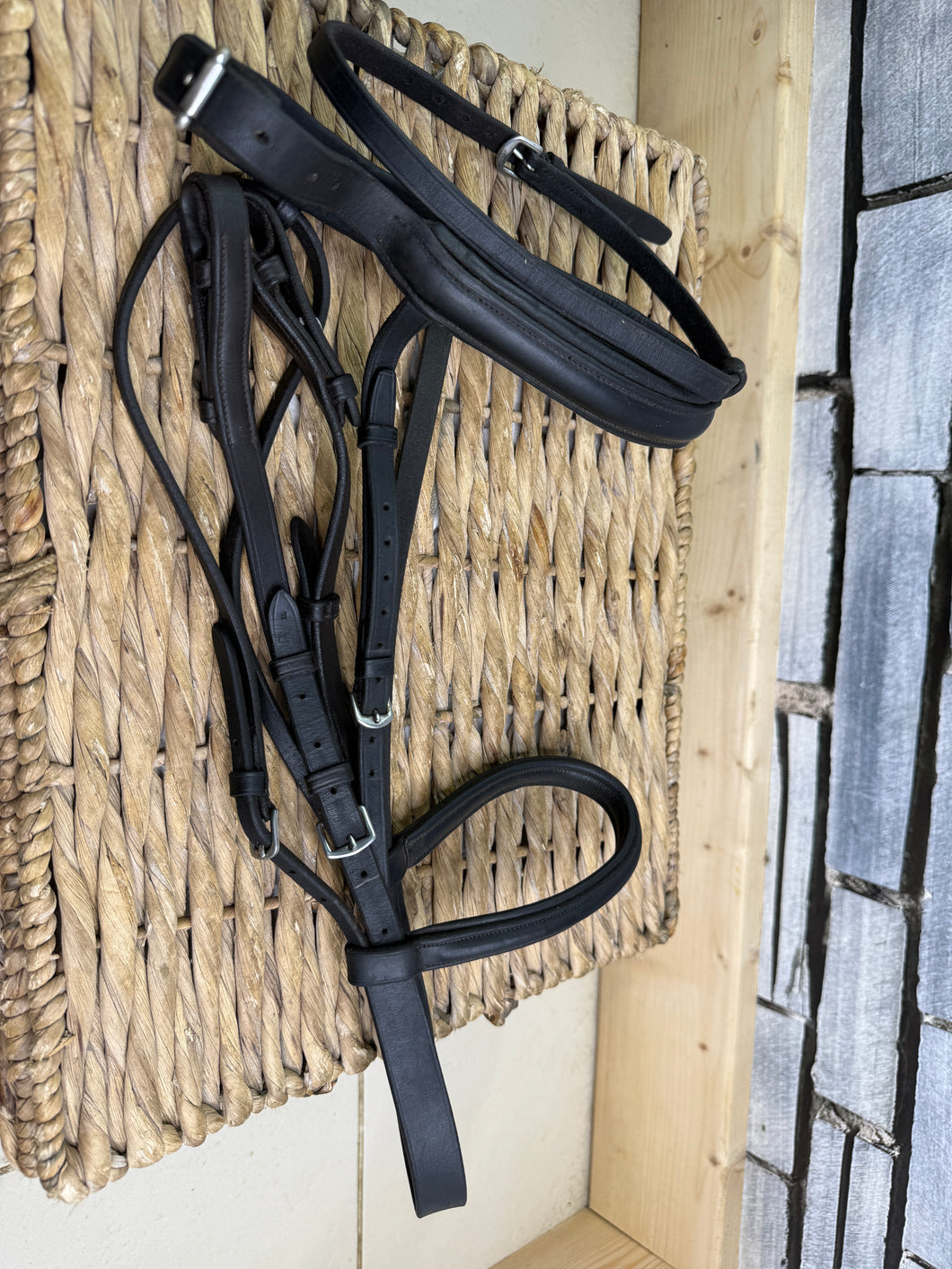S/H English Flash Nose Bridle -Full- Very Dark Havana