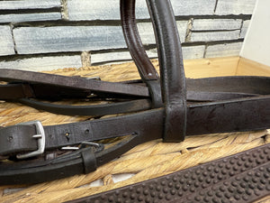 S/H Flash Noseband Bridle with Biogrip Reins -Full- Brown