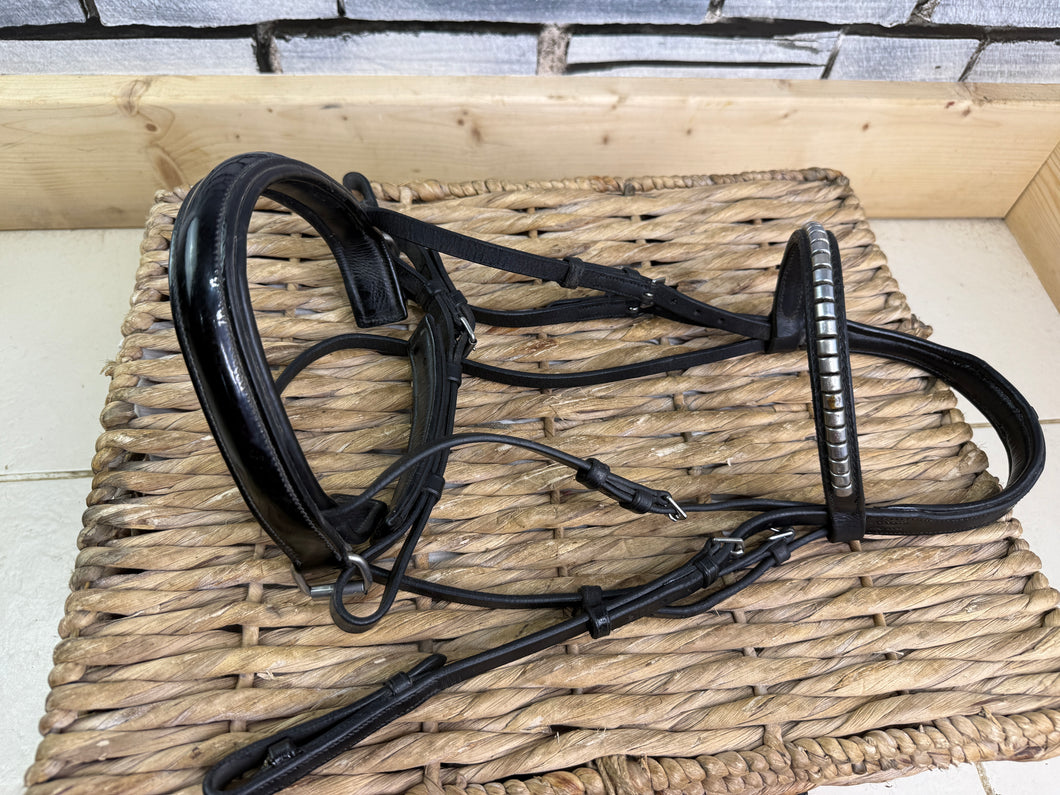 S/H English Cavesson Snaffle Bridle - Cob - Black