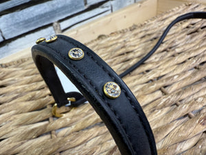Arab In Hand Rolled Leather Show Halter/Bridle - Swarovski/Black