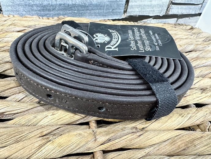 Rhinegold Hide Wrapped Softee Stirrup Leathers - Brown & Black
