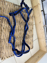 Load image into Gallery viewer, S/H Libbys Soft Web Flash Bridle &amp; Martingale - Blue/Black - Cob